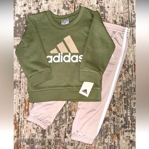 NWT 2T Adidas 2pc Set - Olive & Cream